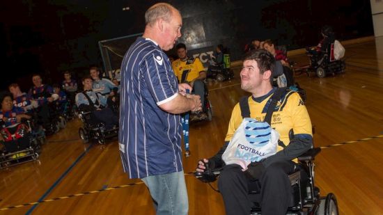COMMUNITY: Mariners Powerchair team in action at Football4All Gala Day