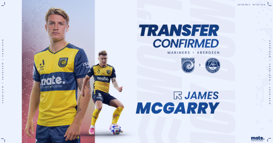Central Coast Mariners agree transfer of James McGarry to Aberdeen FC